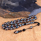 Arpa Kesim Erzurum Oltu Taşı Gümüş İşlemeli Sistemli Tesbih