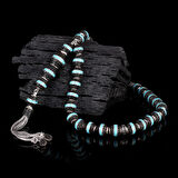 TURKUAZ RENK MİNELİ ZİRKON TAŞLI 925 AYAR GÜMÜŞ TESBİH