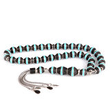 TURKUAZ RENK MİNELİ ZİRKON TAŞLI 925 AYAR GÜMÜŞ TESBİH