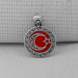 Gravür İşlemeli 925 Ayar Gümüş Küçük Boy Ay Yıldız Kolye Ucu