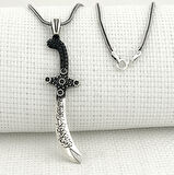 925 Ayar Gümüş La Feta İlla Ali La Seyfe İlla Yazılı Zülfikar Kolye