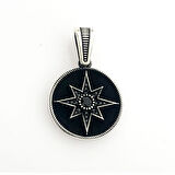 925 Ayar Gümüş Siyah Taşlı Kuzey Yıldızı Kolye Ucu