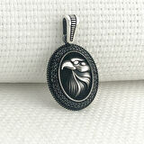 925 Ayar Gümüş Siyah Taşlı Kartal Motifli Kolye Ucu