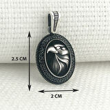 925 Ayar Gümüş Siyah Taşlı Kartal Motifli Kolye Ucu