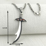 925 Ayar Gümüş Kırmızı Taşlı Zülfikar Kral Zincir Kolye