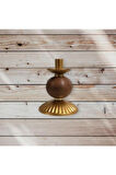 TEKLİ PİNO MUMLUK AHŞAP TOP DETAYLI GOLD KÜÇÜK