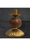 TEKLİ PİNO MUMLUK AHŞAP TOP DETAYLI GOLD KÜÇÜK