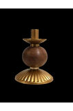 TEKLİ PİNO MUMLUK AHŞAP TOP DETAYLI GOLD KÜÇÜK