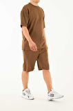 Erkek 2 li Set Cep Baskılı Oversize Comfort Rahat Kesim T-shirt  Şort Takım