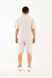 Erkek 2 li Set Cep Baskılı Oversize Comfort Rahat Kesim T-shirt  Şort Takım