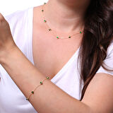 Yeşil Göz Boncuklu Kolye Bileklik Altın Takım (TKM0030)