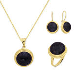 Altın Yuvarlak Simli Taşlı  Nostalji Takım (TKM0058)