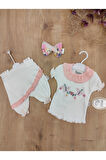 Kız Bebek Çocuk Takım Sweatli 3'lü 3-6-9-12 Ay Bebek Takımları Kıyafetleri Giysileri