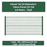 KONAK TEL 50X250 TAKIM PANEL (1 ADET PANEL ÇİT DİREĞİ VE 1 ADET PANEL ÇİTİ YEŞİL)