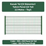 KONAK TEL 100X250 TAKIM PANEL (1 ADET PANEL ÇİT DİREĞİ VE 1 ADET PANEL ÇİTİ YEŞİL)