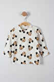 Mickey Mouse Baskılı Çıtçıtlı Erkek Bebek Tulum