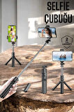 Kumandalı Tripod Telefon Tutucu Selfie Çubuğu 360 Derece Dönebilen