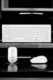 Q Klavye Beyaz Klavye Ve Mouse Seti Kablosuz USB Girişli