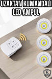 Led Lamba 3'lü Uzaktan Kumandalı Yapışkanlı Beyaz Işık