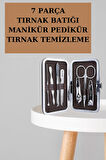 Manikür Pedikür Seti 7 Parça Tırnak Makası Kaş Makası Cımbız Çantalı