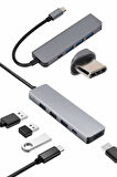 Çevirici Dönüştürücü Adaptör Macbook 3 In 1 Type-C To Hdmı USB 3.0