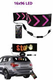 Cama Yapışan En Büyük Boy 16X96 Telefon Kontrollü Led Ekran Digital Araba Yazısı