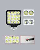 16 LED Off-Road Çalışma Lambası – Alüminyum Gövde, Suya ve Darbeye Dayanıklı, 12/24V