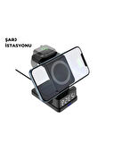 Kablosuz Şarj İstasyonu ve Dijital Saat – Apple Uyumlu, 3 Kademeli Işık Ayarı