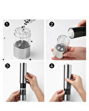 Şeffaf Hazneli Elektrikli Tuz Karabiber Öğütücü Pilli Taşınabilir Mutfak Aleti