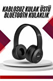 Bluetooth Kablosuz Kulaklık Siyah Wireless 5.0 Kulak Üstü Uzun Pil Ömrü