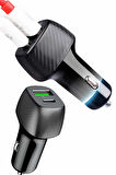 Araç İçi Şarj Cihazı 38W Güç Kapasiteli Type-C Girişli Araba Çakmaklık