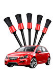 5 Adet Oto Detaylı Temizleyici Araç İçi Temizlik Fırça Seti Koltuk Döşeme Kapı Toz Alma Fırçası