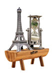 Eyfel Kulesi Tasarım Kum Saati Kristalleştirilmiş Kum Saati Dekoratif Ahşap Görünüm