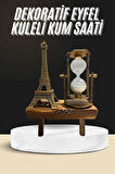 Retro Eyfel Kulesi Ve Kum Saati Dekoratif Ahşap Görünümlü Masa Biblosu