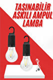 Şarjlı Aydınlatma Ampul Tasarımlı Ambians Işık Askılı Kamp Lambası
