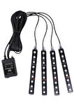 Araç Içi Aydınlatma Kumandalı 12 Led Ayak Altı Led Ambiyans Işığı Sese Duyarlı Kumandalı