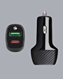 Kompakt Tasarımlı Type-C + USB Girişli Araç Şarj Başlığı