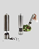 Elektrikli Tuz Karabiber Değirmeni – Çiftli Set, Paslanmaz Gövde, LED Işıklı ve Ayarlanabilir Öğütme