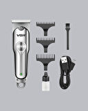 Gümüş Desenli Şarjlı Tıraş Makinesi – 120 Dakika Çalışma Süresi, 3 Başlıklı