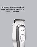 Gümüş Desenli Şarjlı Tıraş Makinesi – 120 Dakika Çalışma Süresi, 3 Başlıklı