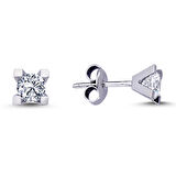 0.10 Ct V Tırnak Tektaş Pırlanta Küpe TKPE13