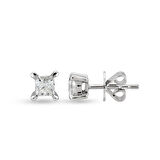 0.18 Ct Prenses Kesim Kare Tektaş Pırlanta Küpe TKPE8