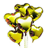 5 Adet 18 İnç 45 Cm Kalp Folyo Balon Altın