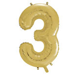 1 Adet 34 İnç 85 Cm Gold Folyo Balon Helyum Balon 3 Yaş Balonu 3 Rakam Balon