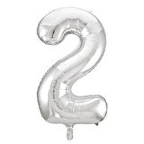 1 Adet 34 İnç 85 Cm Gümüş Folyo Balon Helyum Balon 2 Yaş Balonu 2 Rakam Balon