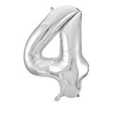 1 Adet 34 İnç 85 Cm Gümüş Folyo Balon Helyum Balon 4 Yaş Balonu 4 Rakam Balon