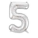 1 Adet 34 İnç 85 Cm Gümüş Folyo Balon Helyum Balon 5 Yaş Balonu 5 Rakam Balon