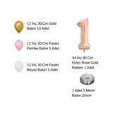 8 Yaş Retro Gold Pembe Beyaz Balon Seti Rose Gold Rakamlı Doğum Günü Balonu Şık Parti Süsleme