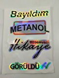 Hologram Arka Cam Sticker Etiket Model 018