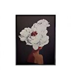 TABLOLIFE Beyaz Çiçekli Kadın - Yağlı Boya Dokulu Tablo 90x120 Çerçevesiz